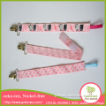 Pink ribbon printed Two cats white black cats pacifier clip